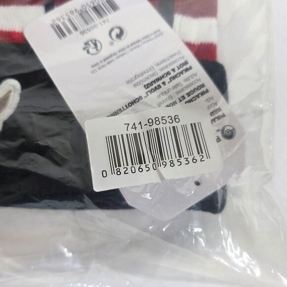 Pokémon Center Pikachu & Eevee Red Black Plaid Knit Beanie One Size Adult - NEW - Picture 3 of 4